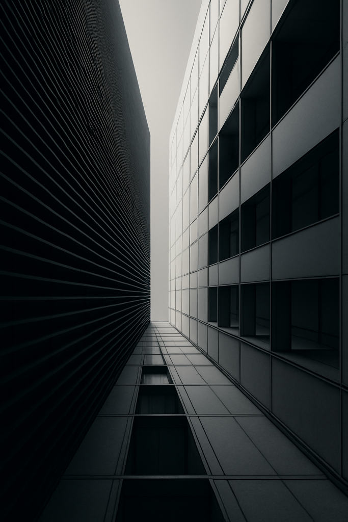 Architecture contemporaine aux lignes épurées illustrant les structures invisibles et les systèmes silencieux qui façonnent la performance.