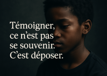Portrait d’un enfant afro-américain exprimant une parole intérieure, illustrant la profondeur et la sincérité du témoignage humain.