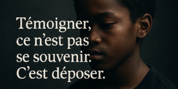 Portrait d’un enfant afro-américain exprimant une parole intérieure, illustrant la profondeur et la sincérité du témoignage humain.